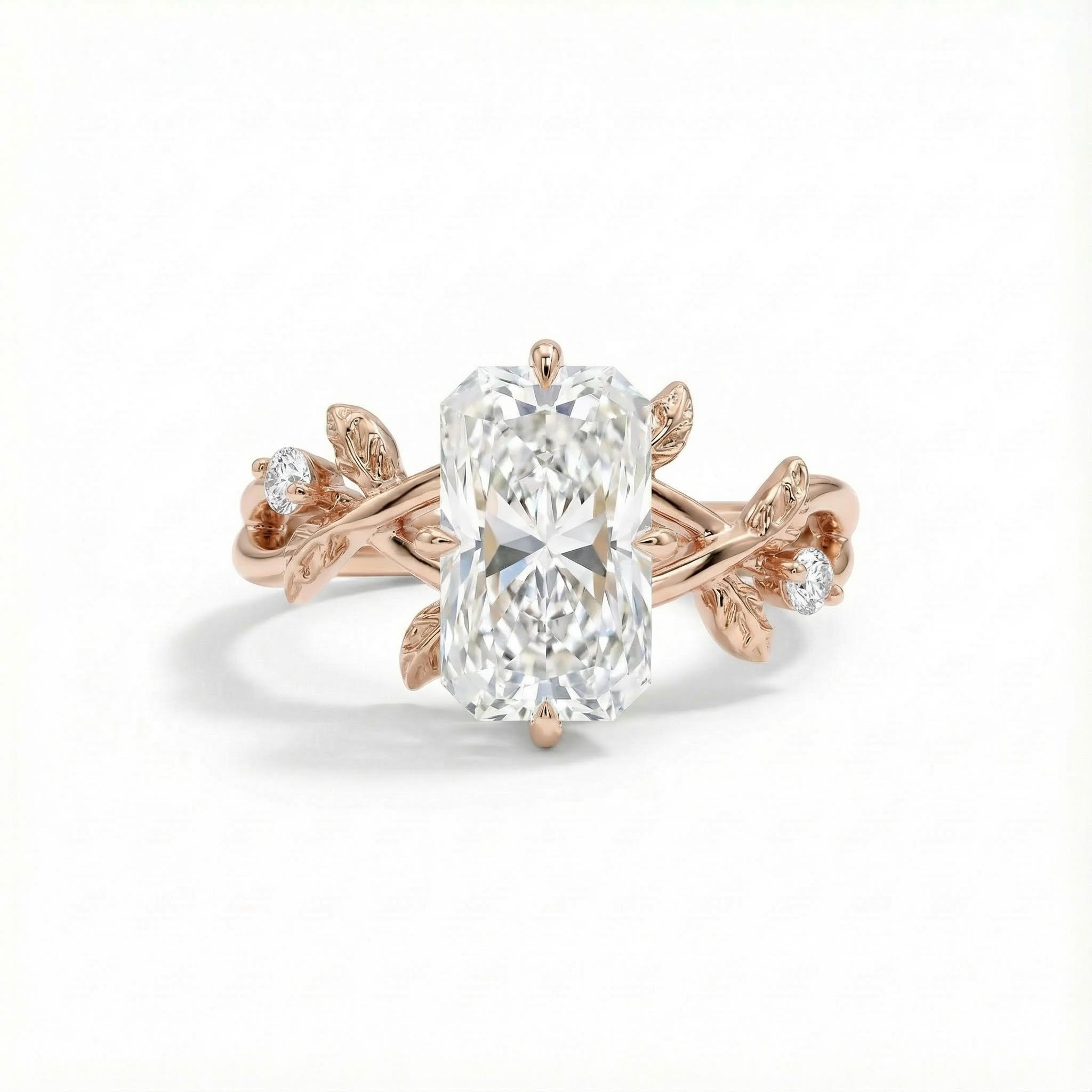 6.54ct Radiant Cut Moissanite Nature-inspired Engagement Ring Iced Out - Image 3