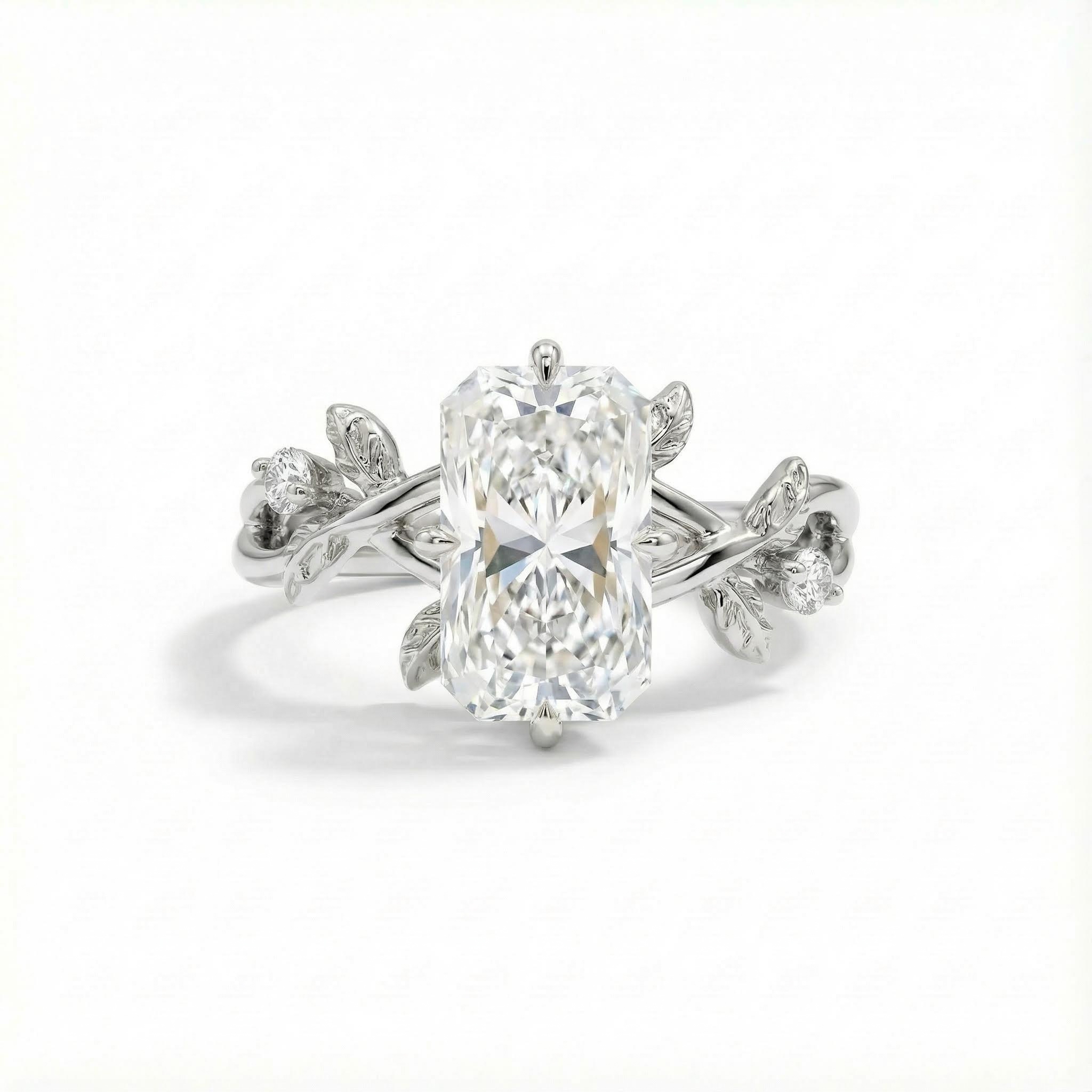 6.54ct Radiant Cut Moissanite Nature-inspired Engagement Ring Iced Out - Image 4