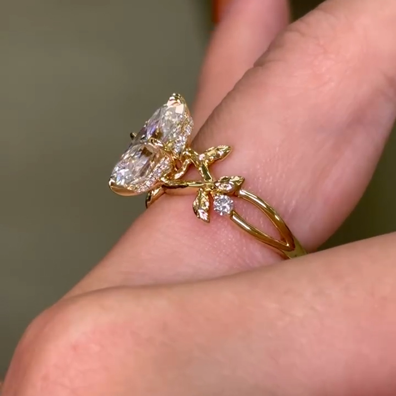 6.54ct Radiant Cut Moissanite Nature-inspired Engagement Ring Iced Out - Image 7