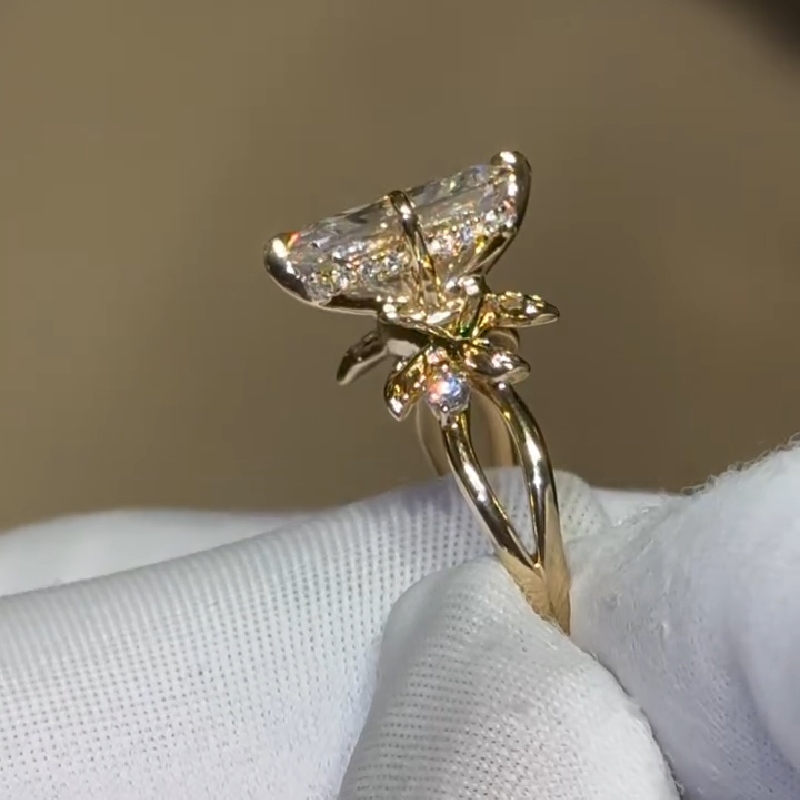 6.54ct Radiant Cut Moissanite Nature-inspired Engagement Ring Iced Out - Image 8