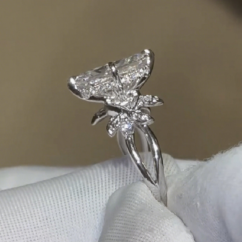 6.54ct Radiant Cut Moissanite Nature-inspired Engagement Ring Iced Out - Image 9