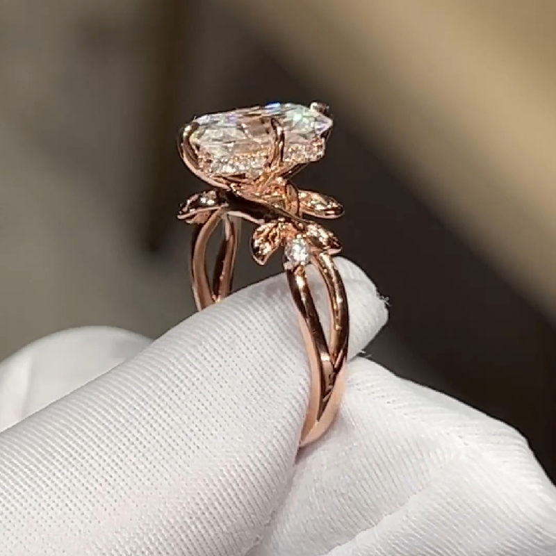 6.54ct Radiant Cut Moissanite Nature-inspired Engagement Ring Iced Out - Image 10