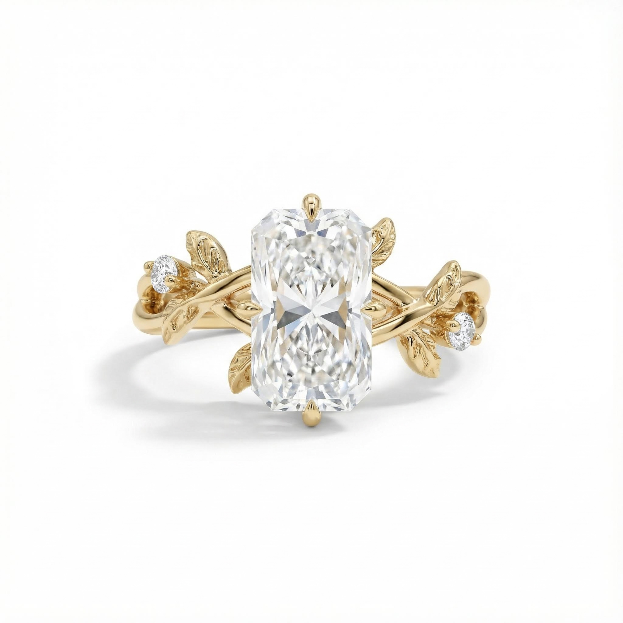 6.54ct Radiant Cut Moissanite Nature-inspired Engagement Ring Iced Out