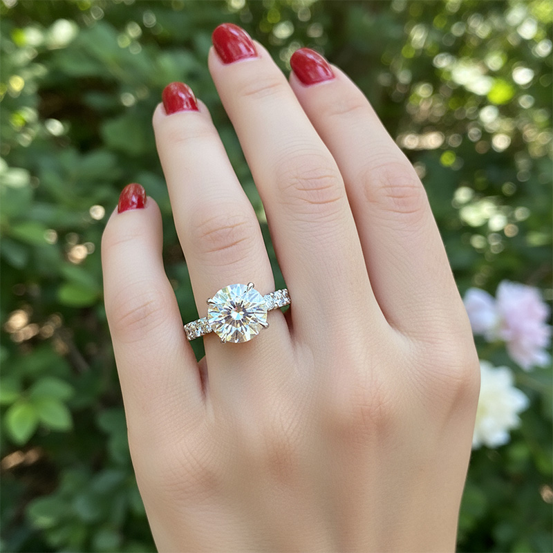 4.5ct. Tw. Round Cut Vvs Moissanite Pave Engagement Ring Iced Out - Image 3