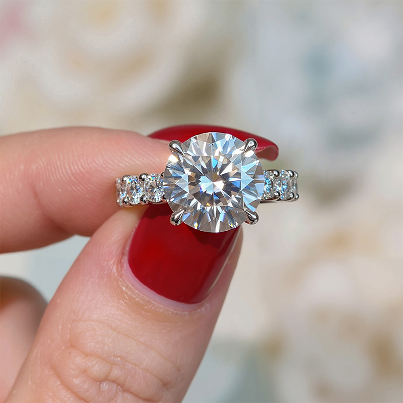 4.5ct. Tw. Round Cut Vvs Moissanite Pave Engagement Ring Iced Out - Image 4