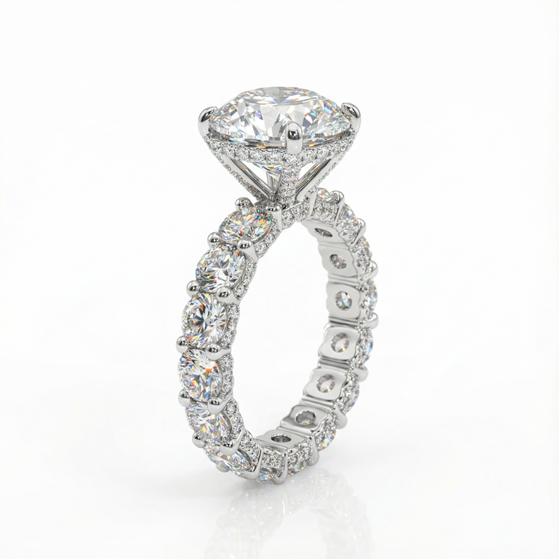 4.5ct. Tw. Round Cut Vvs Moissanite Pave Engagement Ring Iced Out - Image 5