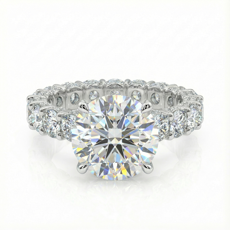 4.5ct. Tw. Round Cut Vvs Moissanite Pave Engagement Ring Iced Out