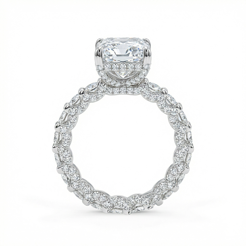 12.9ct. Tw. Radiant Cut Vvs Moissanite Pave Engagement Ring Iced Out - Image 4