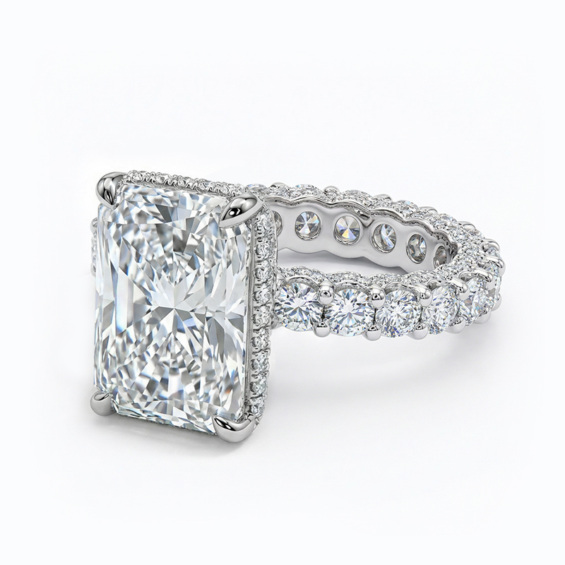 12.9ct. Tw. Radiant Cut Vvs Moissanite Pave Engagement Ring Iced Out - Image 5