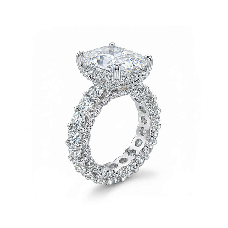 12.9ct. Tw. Radiant Cut Vvs Moissanite Pave Engagement Ring Iced Out