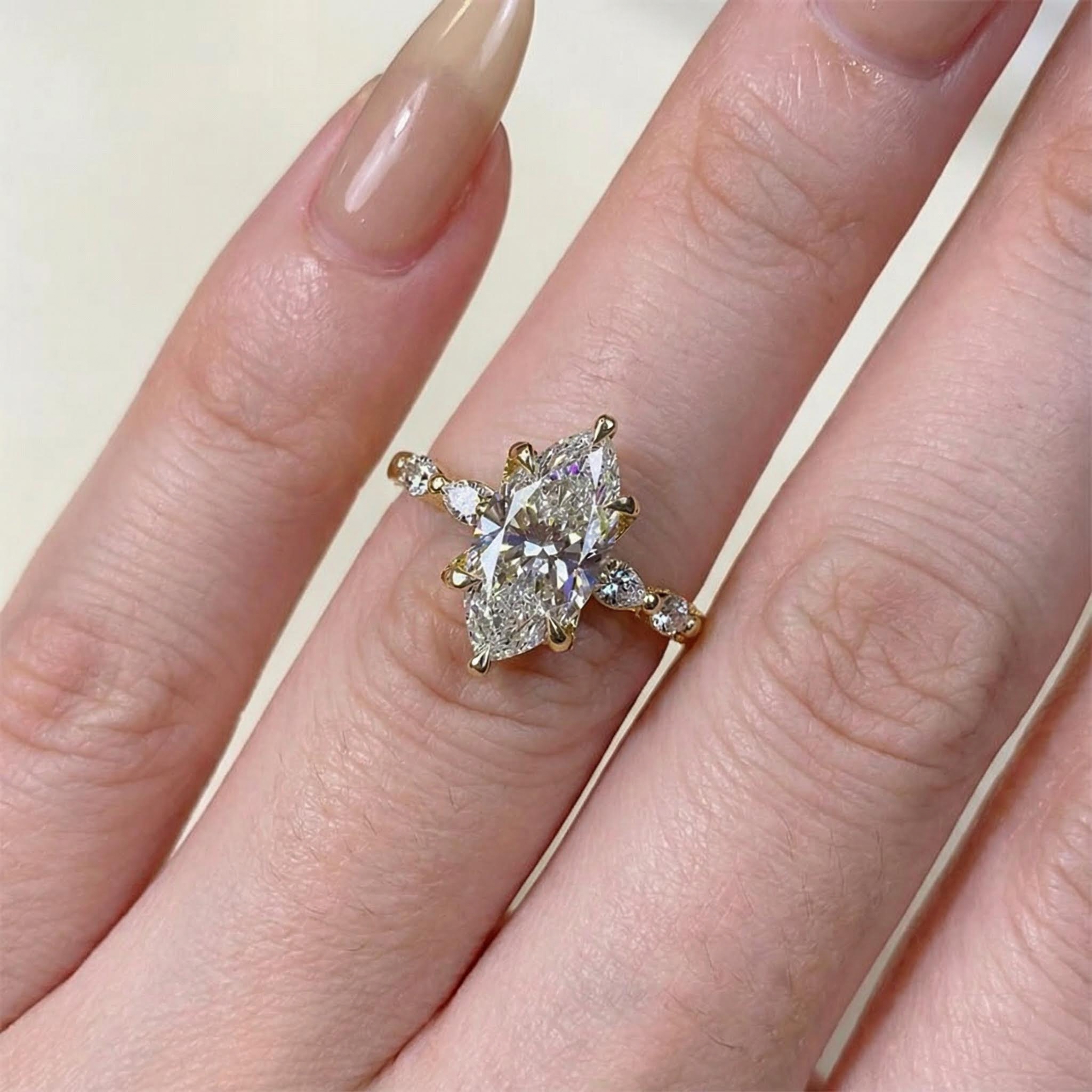 3.64ct. Tw. Marquise Cut Vvs Moissanite Side Stone Engagement Ring Iced Out - Image 4