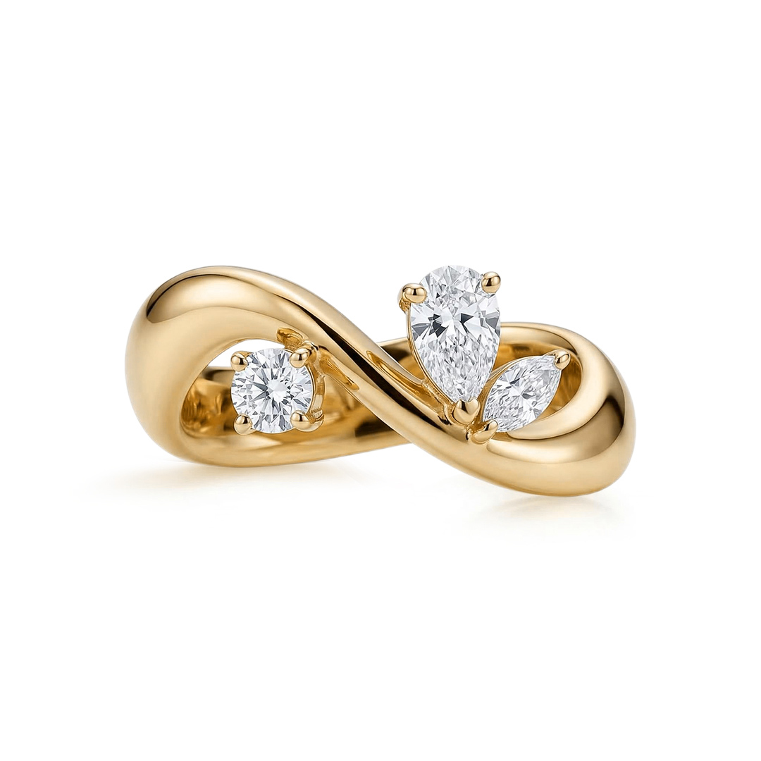 0.45ct. Tw. Multi-shaped Vvs Moissanite Wavy Band Ring Iced Out