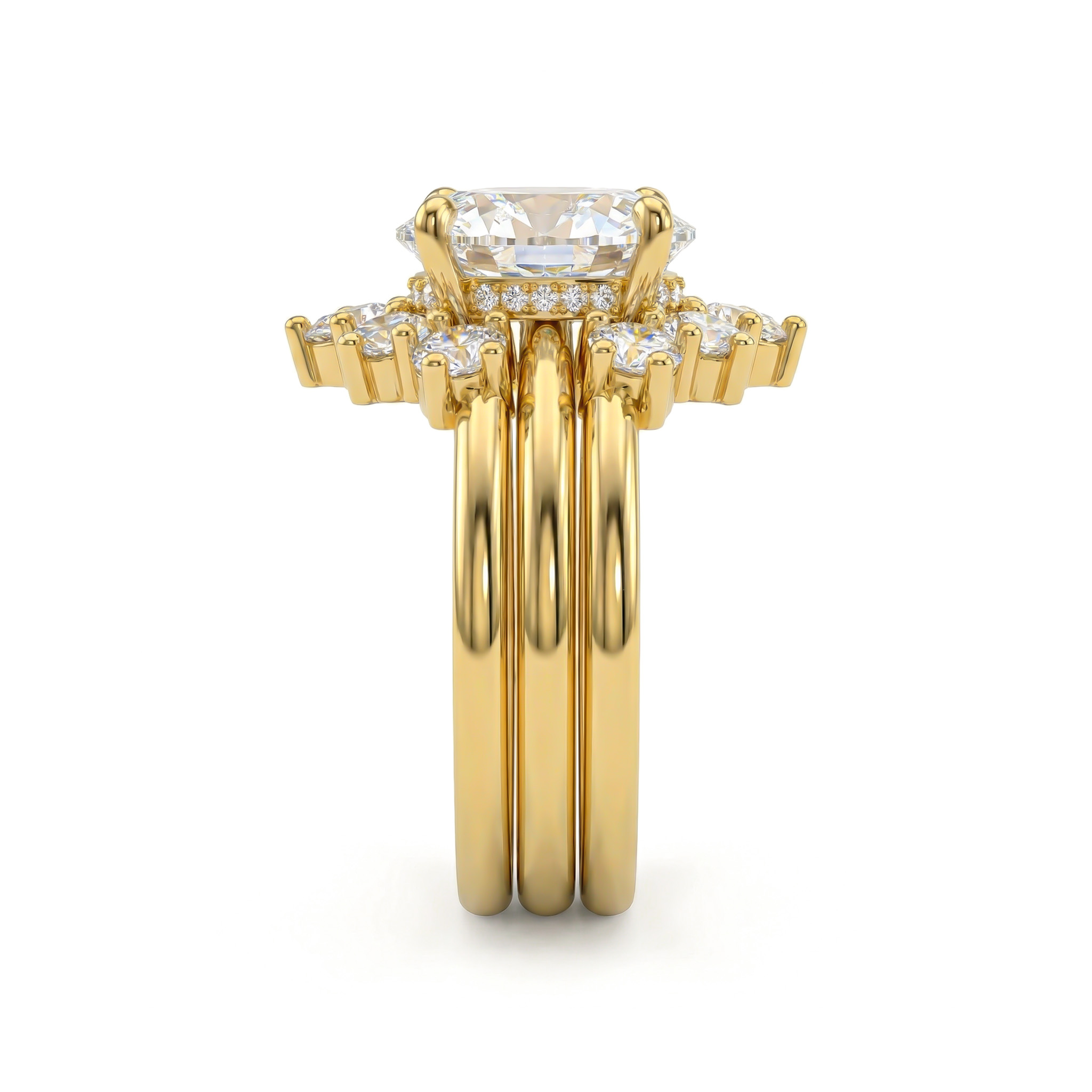 8.6ct. Tw. Oval Cut Vvs Moissanite Halo Engagement Ring Set Iced Out - Image 3
