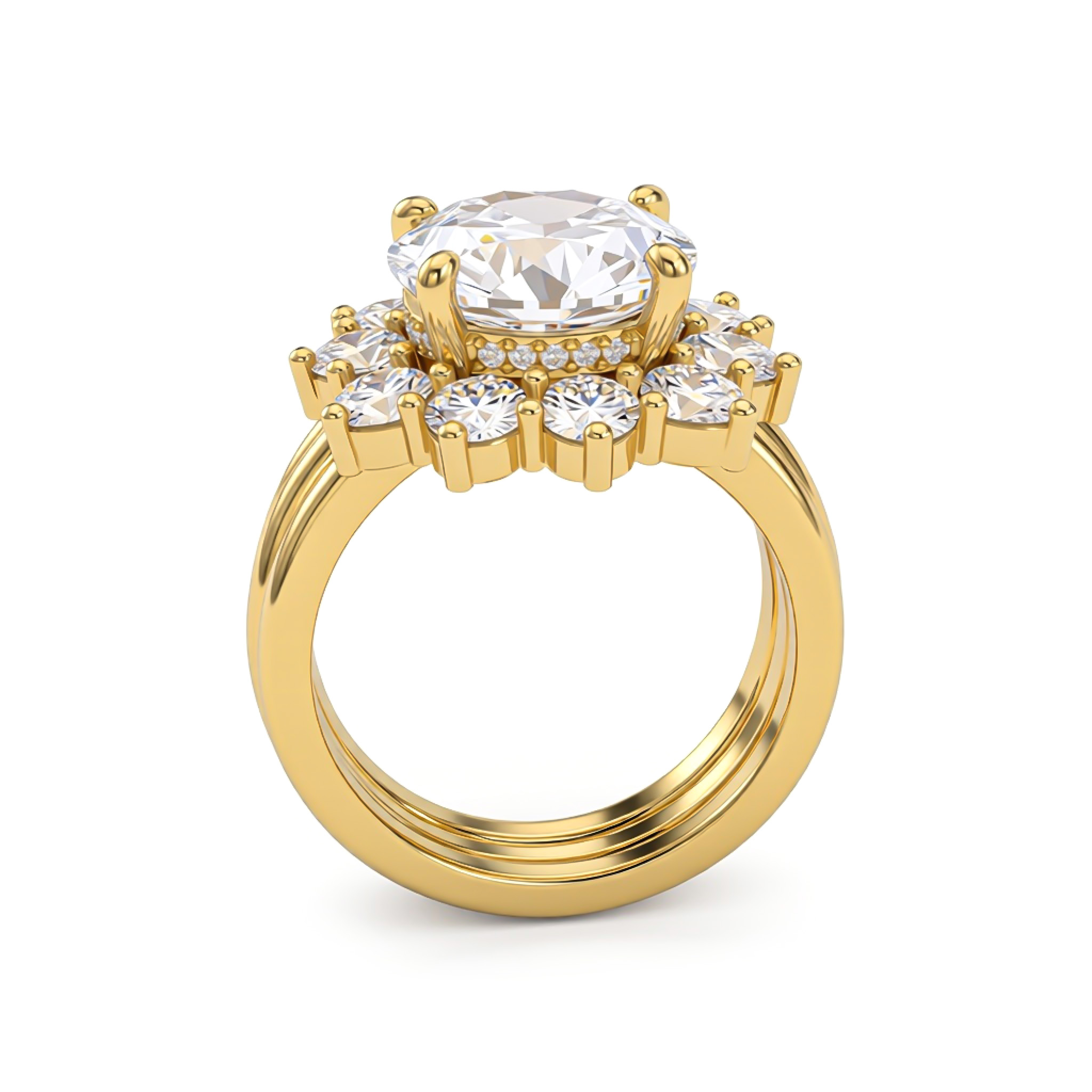 8.6ct. Tw. Oval Cut Vvs Moissanite Halo Engagement Ring Set Iced Out - Image 4