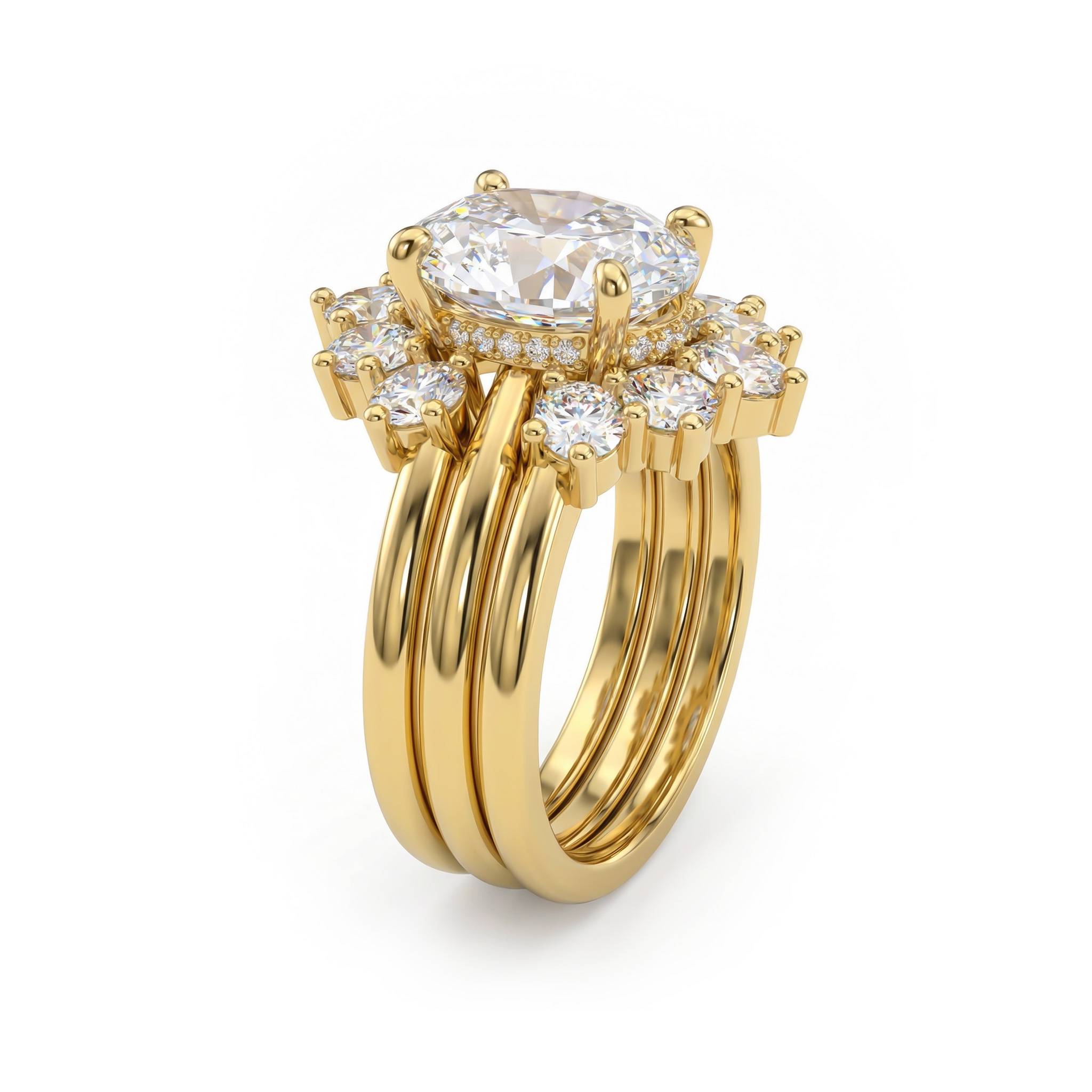 8.6ct. Tw. Oval Cut Vvs Moissanite Halo Engagement Ring Set Iced Out - Image 5