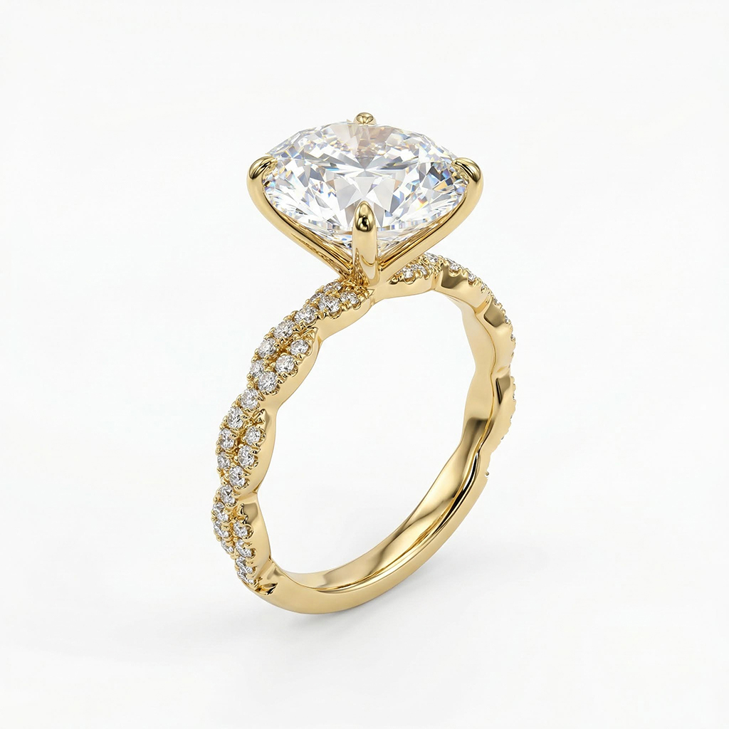 6.22ct. Tw. Oval Cut Vvs Moissanite Pave Twisted Engagement Ring Iced Out - Image 4