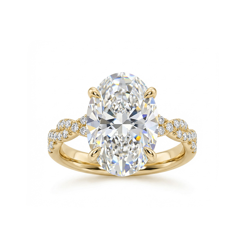 6.22ct. Tw. Oval Cut Vvs Moissanite Pave Twisted Engagement Ring Iced Out