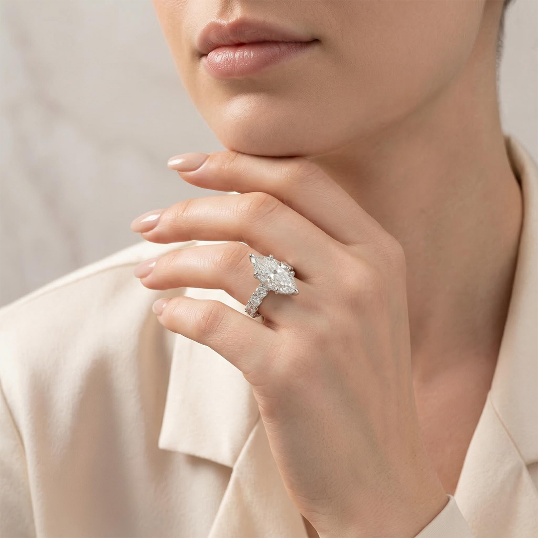6.19ct. Tw. Marquise Cut Vvs Moissanite Pave Engagement Ring Iced Out - Image 3