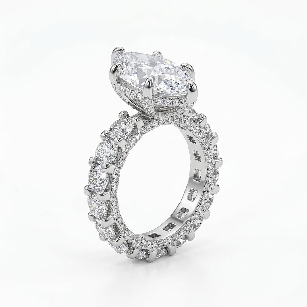6.19ct. Tw. Marquise Cut Vvs Moissanite Pave Engagement Ring Iced Out - Image 4