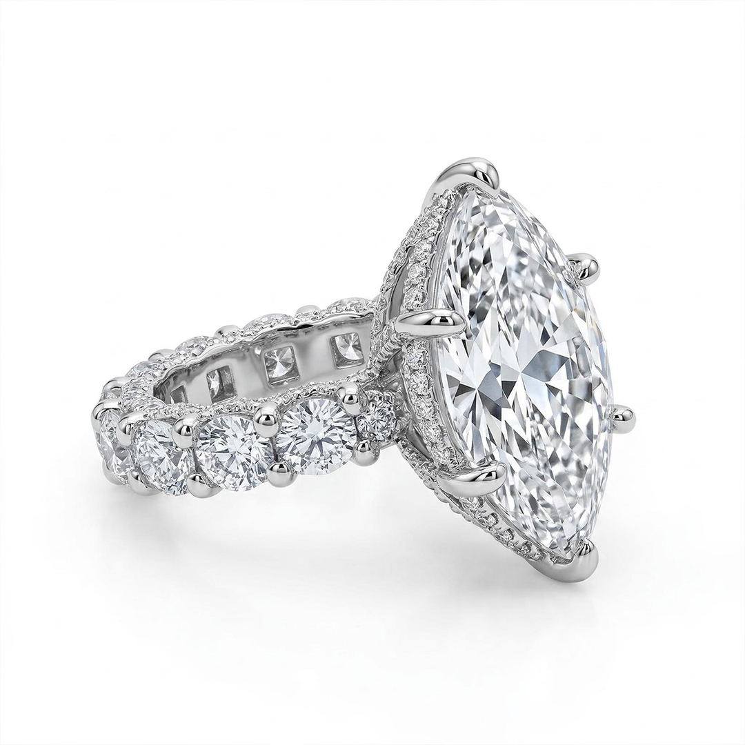 6.19ct. Tw. Marquise Cut Vvs Moissanite Pave Engagement Ring Iced Out - Image 6