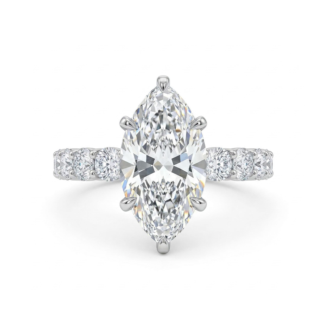 6.19ct. Tw. Marquise Cut Vvs Moissanite Pave Engagement Ring Iced Out