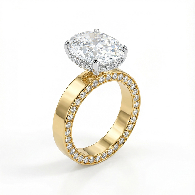 4.07ct. Tw. Oval Cut Vvs Moissanite Pave Engagement Ring Iced Out - Image 4