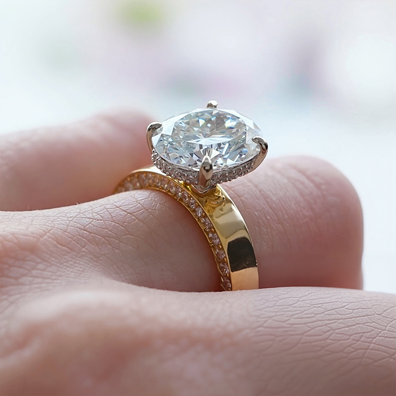 4.07ct. Tw. Oval Cut Vvs Moissanite Pave Engagement Ring Iced Out - Image 7