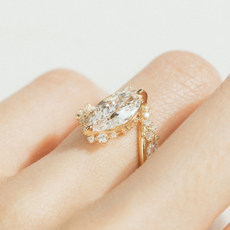 5.95ct Marquise Cut Vvs Moissanite Pave Engagement Ring Iced Out - Image 3