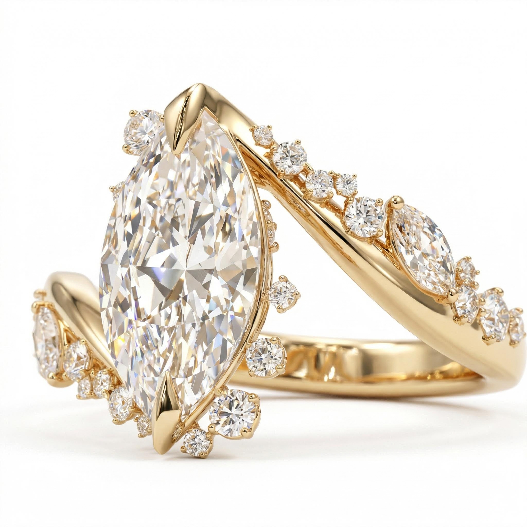 5.95ct Marquise Cut Vvs Moissanite Pave Engagement Ring Iced Out - Image 4