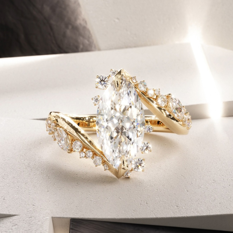 5.95ct Marquise Cut Vvs Moissanite Pave Engagement Ring Iced Out - Image 5