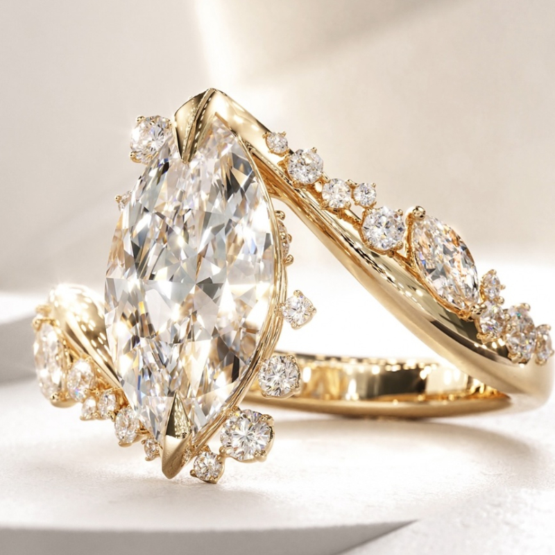 5.95ct Marquise Cut Vvs Moissanite Pave Engagement Ring Iced Out - Image 6