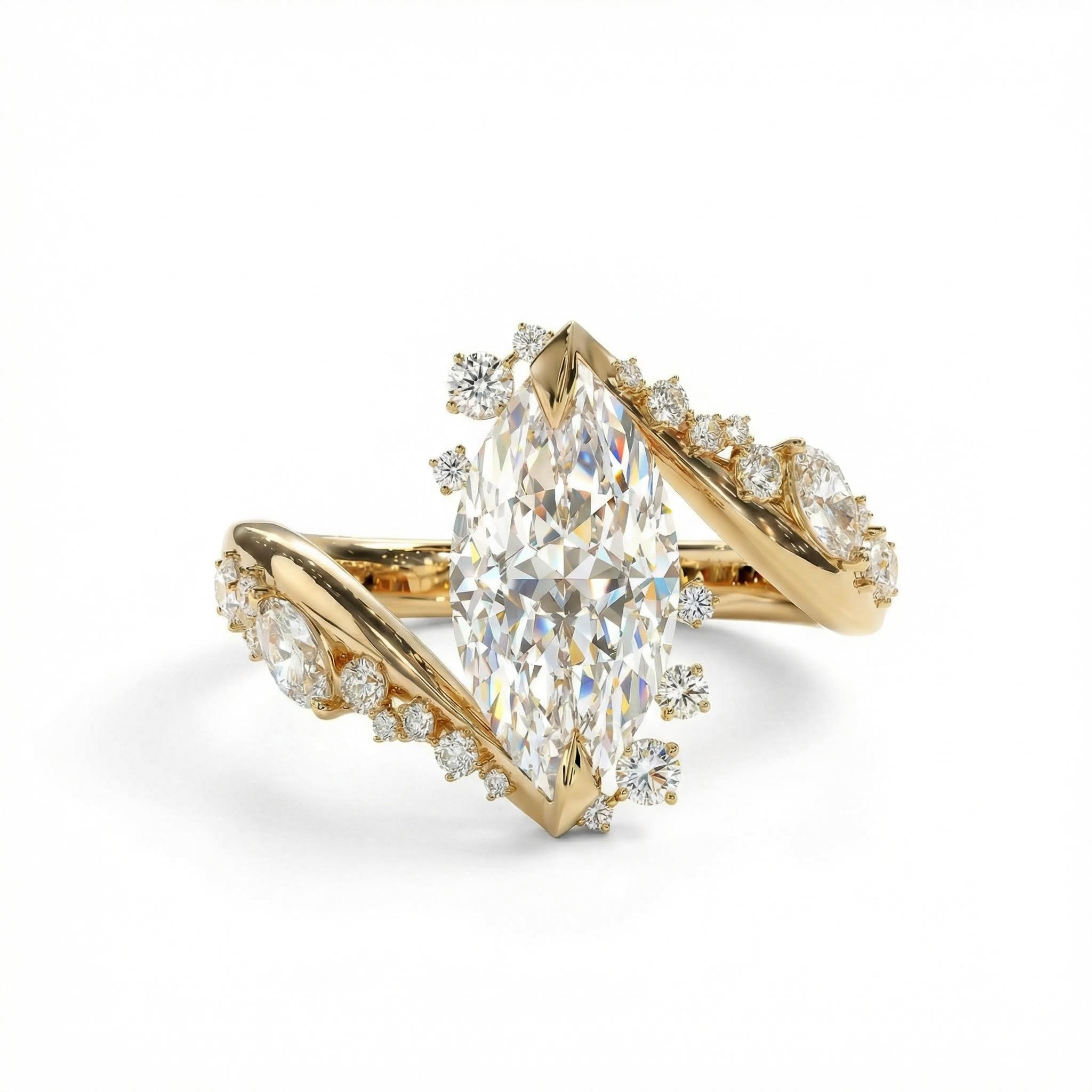 5.95ct Marquise Cut Vvs Moissanite Pave Engagement Ring Iced Out