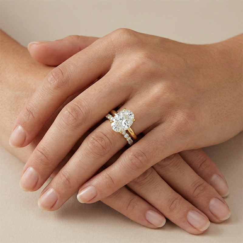 6.3ct. Tw. Oval Cut Vvs Moissanite Pave Engagement Ring Set Iced Out - Image 3