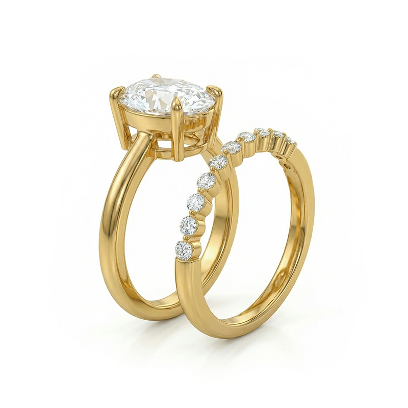 6.3ct. Tw. Oval Cut Vvs Moissanite Pave Engagement Ring Set Iced Out - Image 4