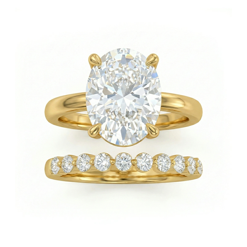 6.3ct. Tw. Oval Cut Vvs Moissanite Pave Engagement Ring Set Iced Out - Image 5