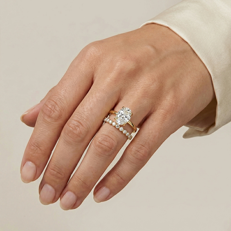 6.3ct. Tw. Oval Cut Vvs Moissanite Pave Engagement Ring Set Iced Out - Image 6
