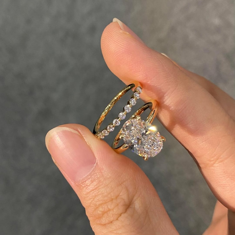 6.3ct. Tw. Oval Cut Vvs Moissanite Pave Engagement Ring Set Iced Out - Image 7