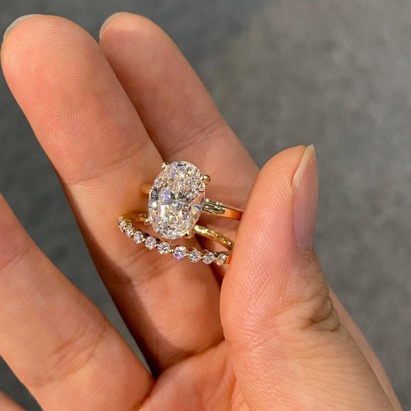 6.3ct. Tw. Oval Cut Vvs Moissanite Pave Engagement Ring Set Iced Out - Image 8