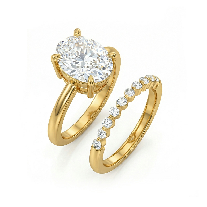 6.3ct. Tw. Oval Cut Vvs Moissanite Pave Engagement Ring Set Iced Out