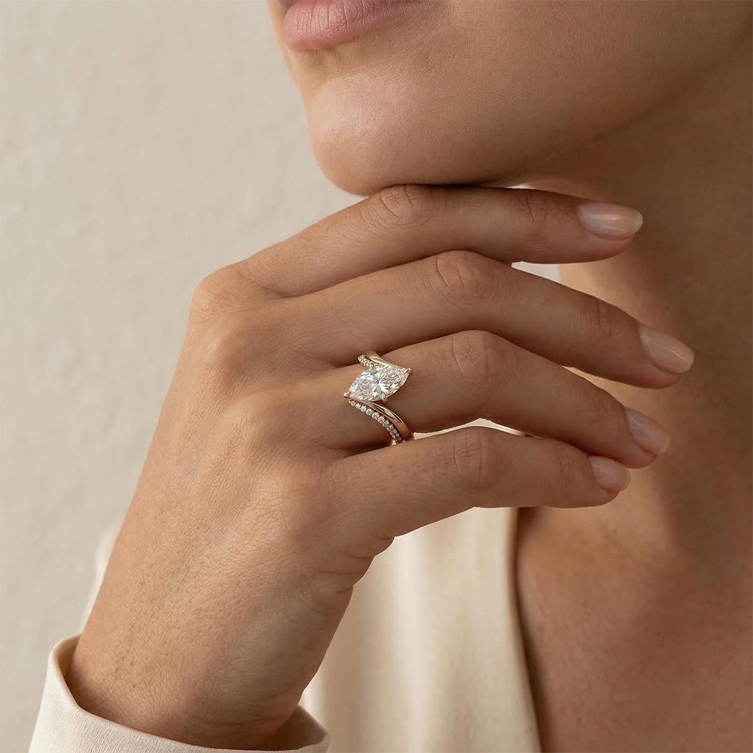 4.3ct Marquise Cut Vvs Moissanite Twisted Engagement Ring Set Iced Out - Image 3