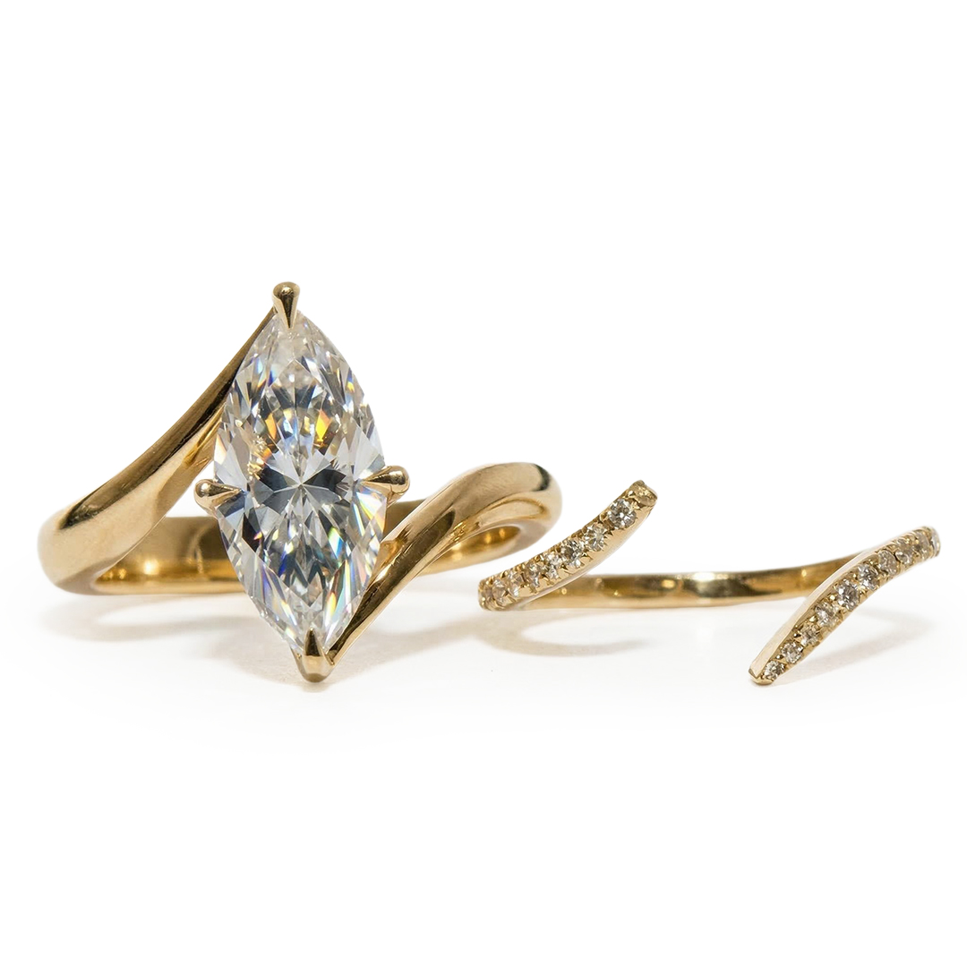 4.3ct Marquise Cut Vvs Moissanite Twisted Engagement Ring Set Iced Out - Image 4