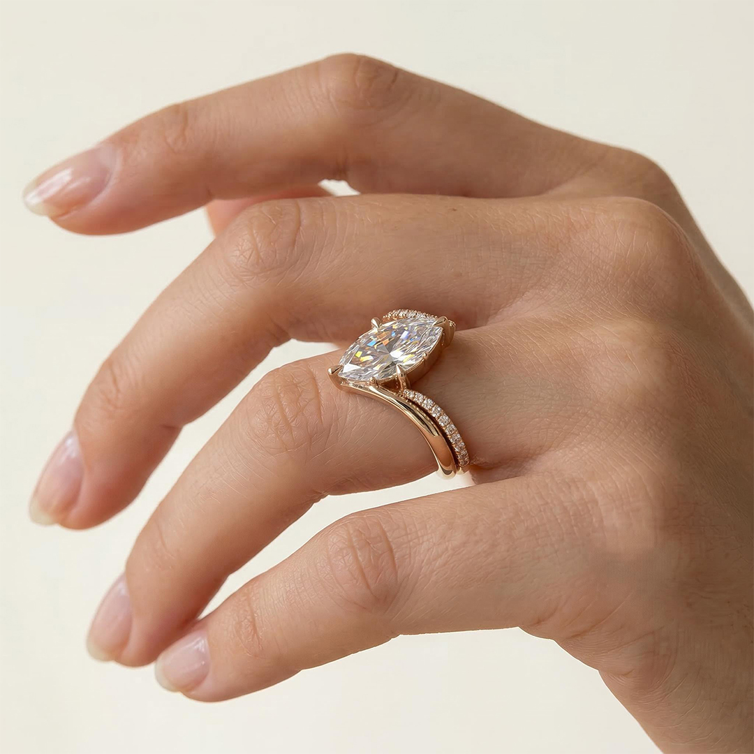 4.3ct Marquise Cut Vvs Moissanite Twisted Engagement Ring Set Iced Out - Image 6