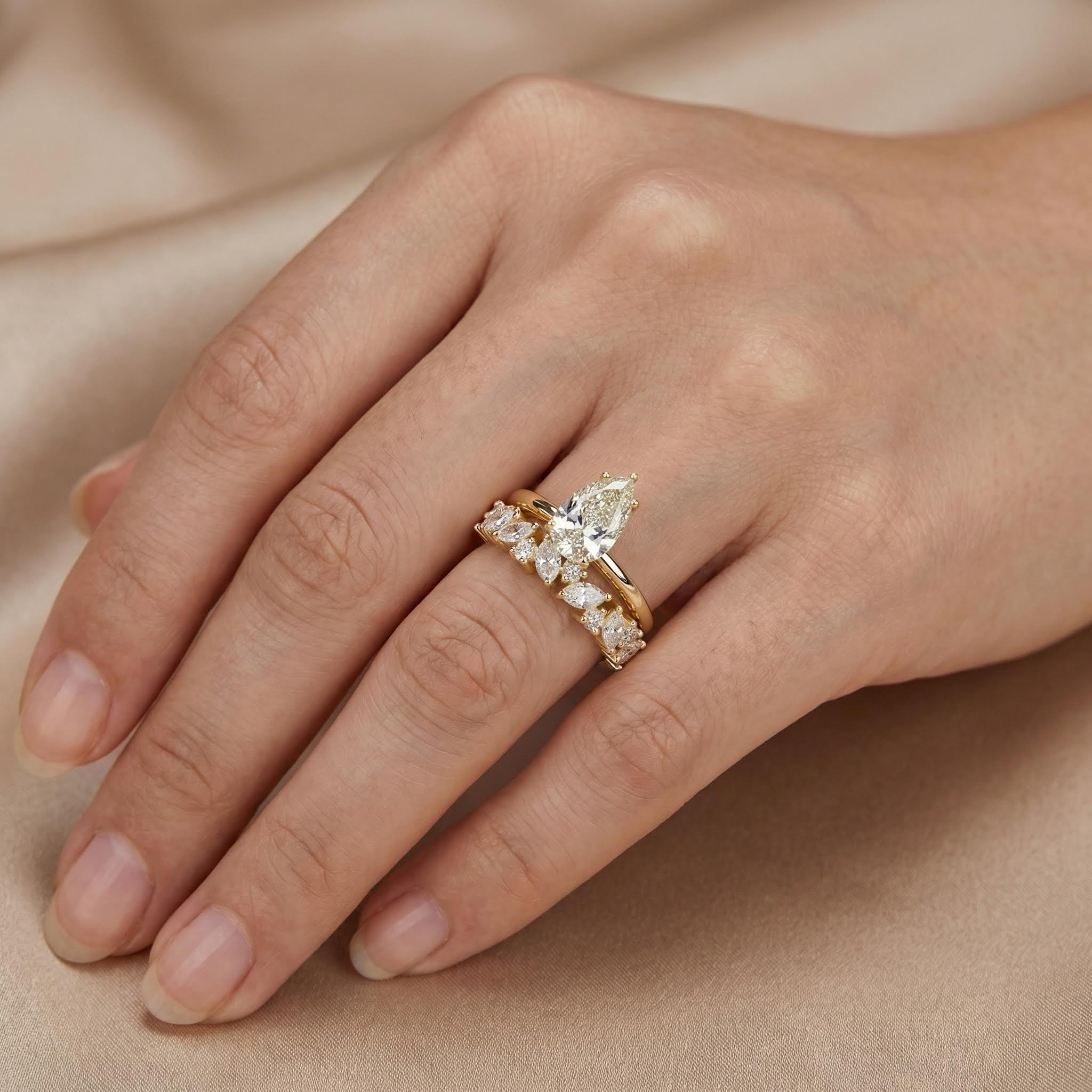 2.74ct. Tw. Pear Cut Vvs Moissanite Pave Engagement Ring Set Iced Out - Image 4