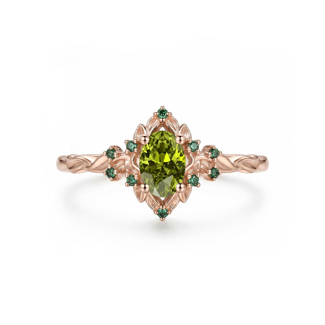 Bold 0.55ct. Tw. Exquisite Green Gemstone Vintage-inspired Engagement Ring - Image 4
