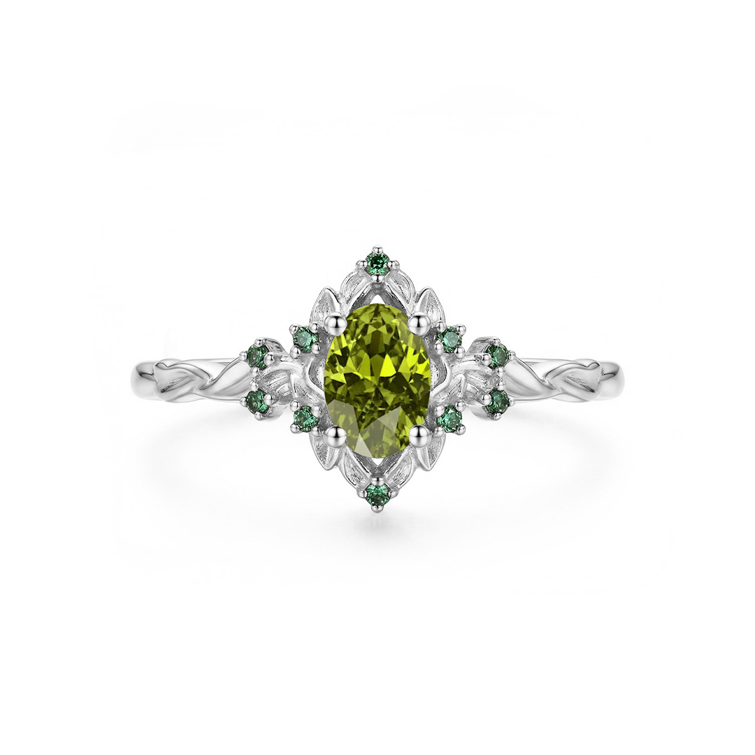 Bold 0.55ct. Tw. Exquisite Green Gemstone Vintage-inspired Engagement Ring - Image 8