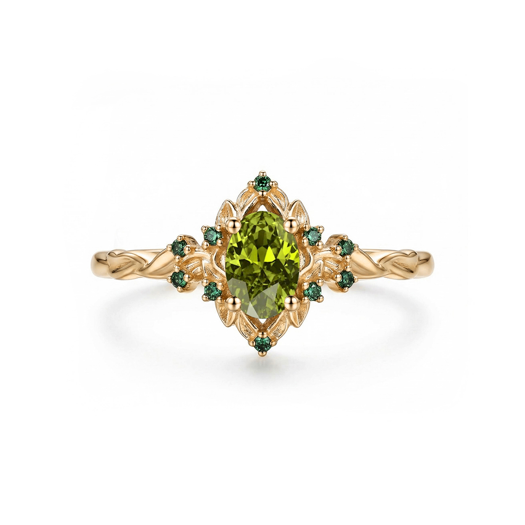 Bold 0.55ct. Tw. Exquisite Green Gemstone Vintage-inspired Engagement Ring