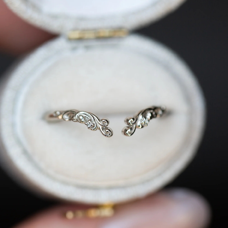 0.02ct. Tw. Open Filigree Wedding Band Moissanite With Street Luxury Shine - Image 5