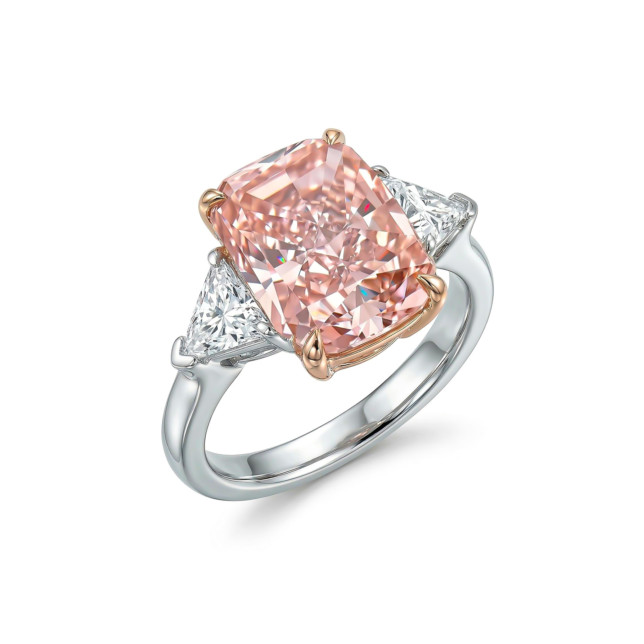 9.6ct. Tw. Pink Radiant Cut Three-stone Diamond Engagement Ring Iced Out - Image 4