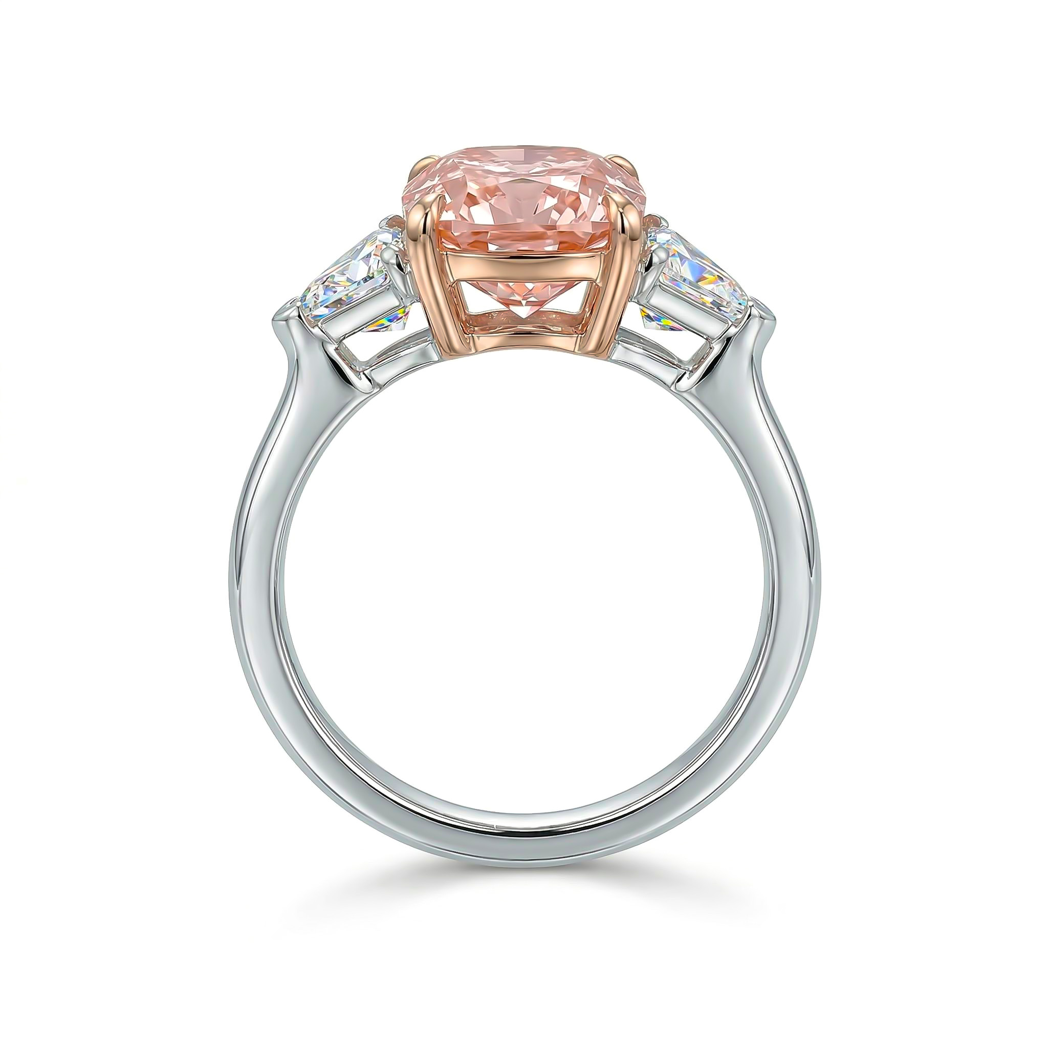 9.6ct. Tw. Pink Radiant Cut Three-stone Diamond Engagement Ring Iced Out - Image 5