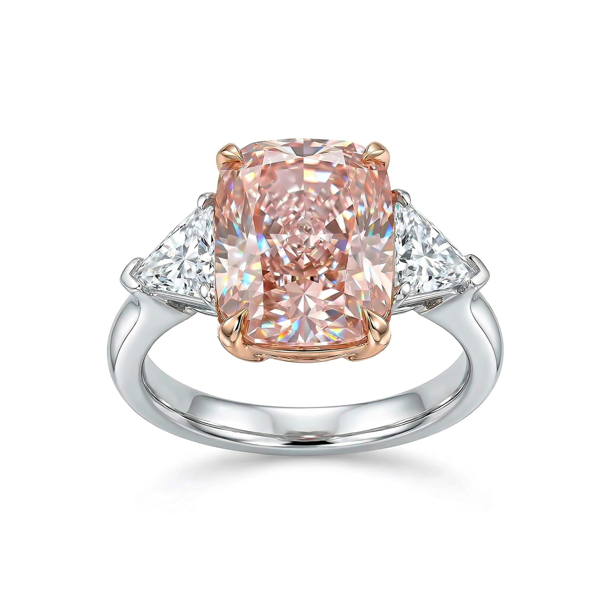9.6ct. Tw. Pink Radiant Cut Three-stone Diamond Engagement Ring Iced Out - Image 6